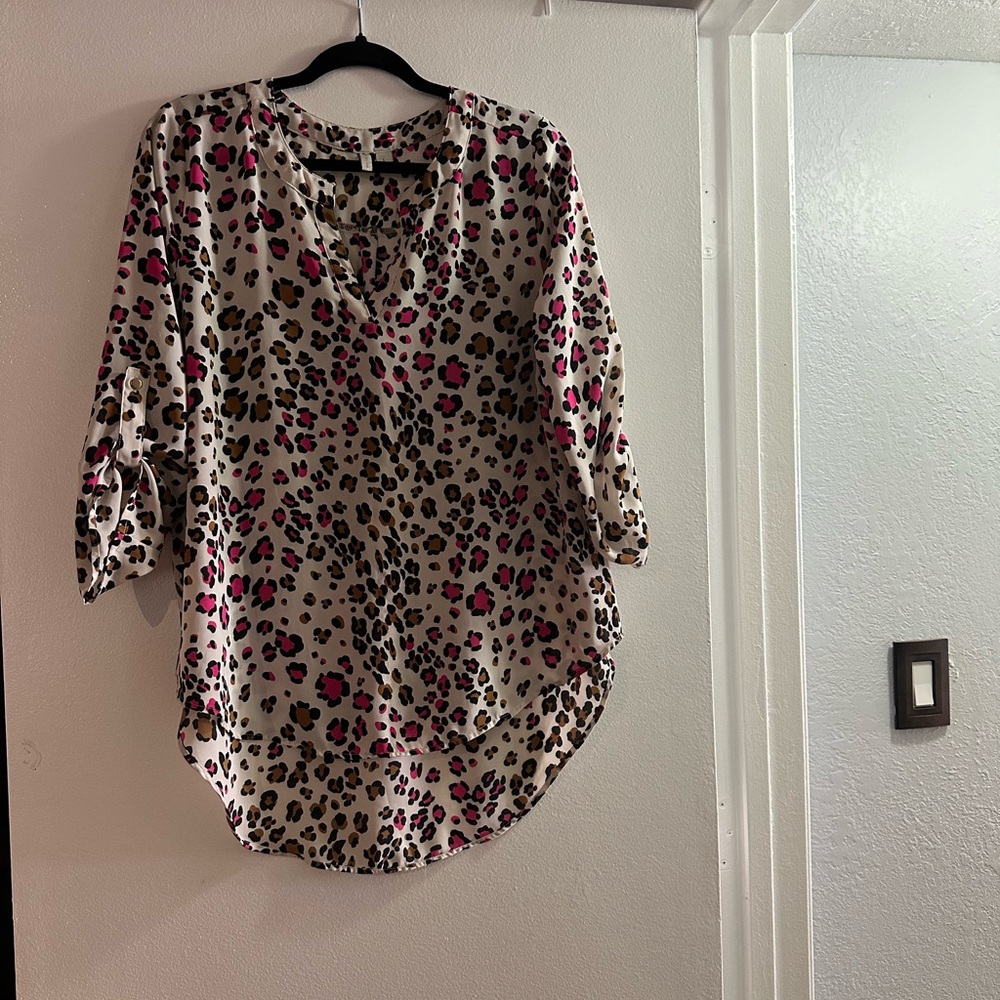 Colorful animal print hi lo top